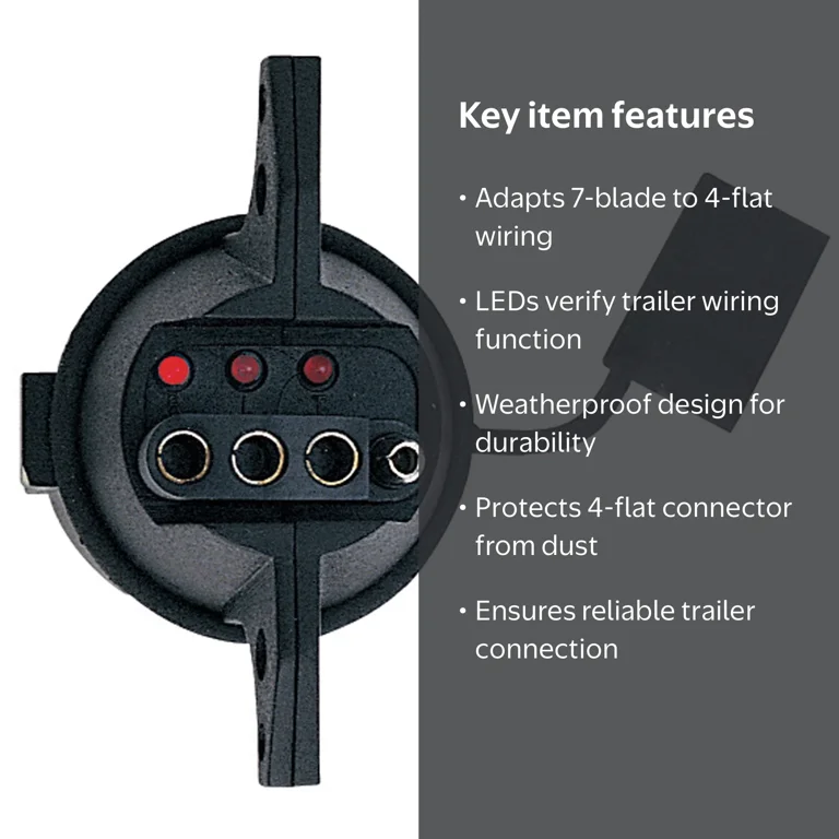 Hopkins 47345 7-Way Round to 4-Way Flat LED Adapter, Weatherproof