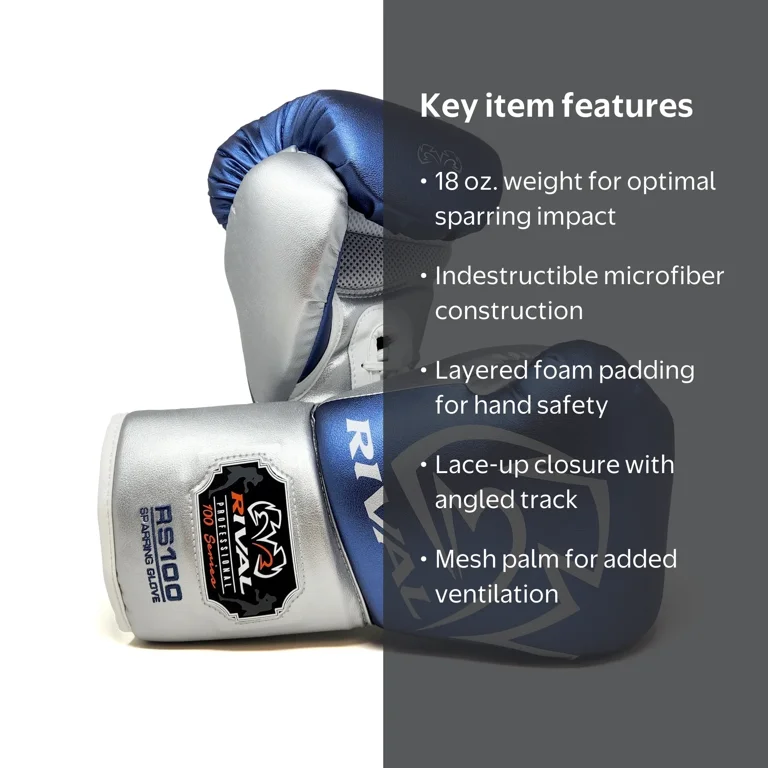 Rival Boxing RS100 Pro Sparring Boxing Gloves - 18 oz. - Blue