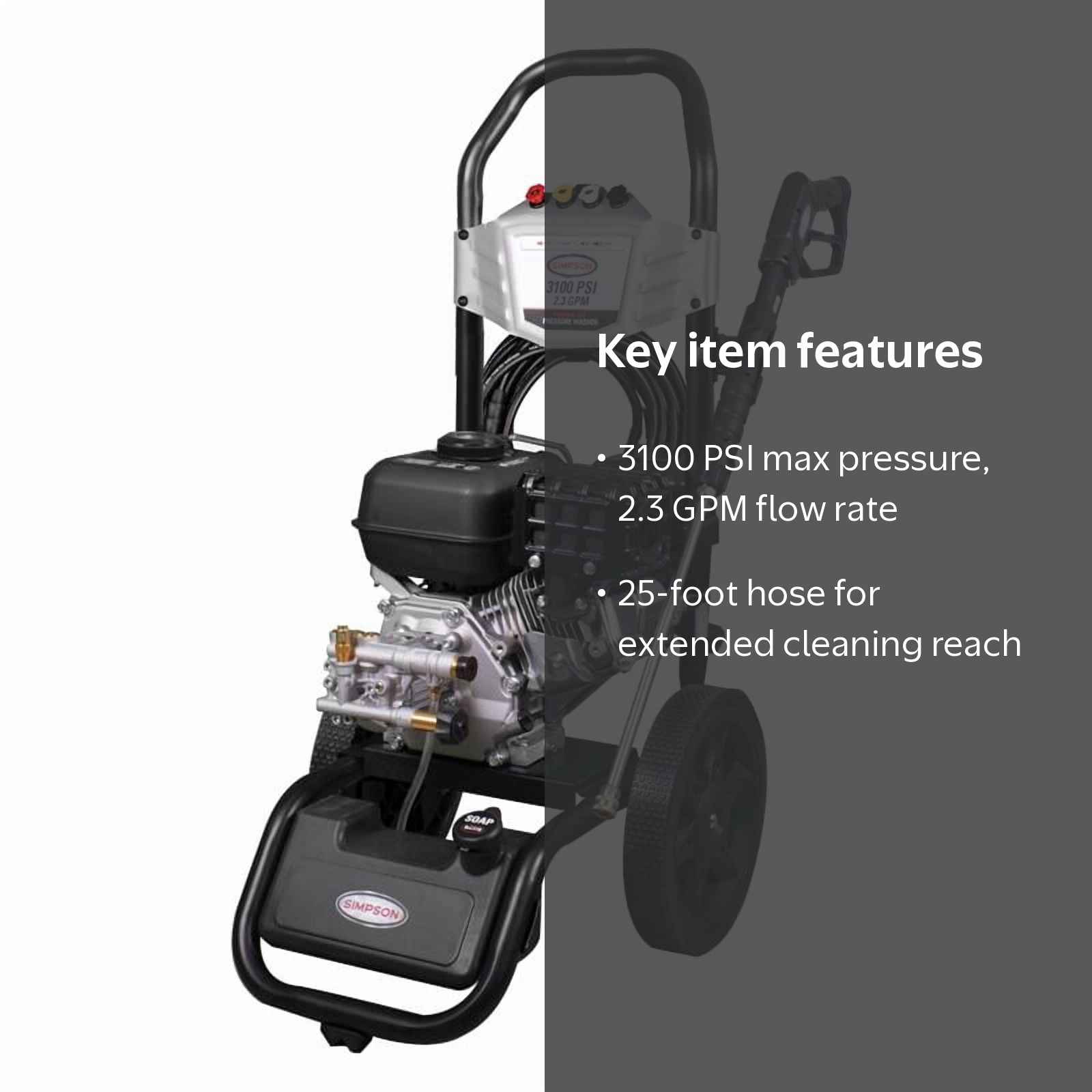 Simpson MegaShot MS61222 CRX 3100 PSI Gas Pressure Washer, 2.3 GPM