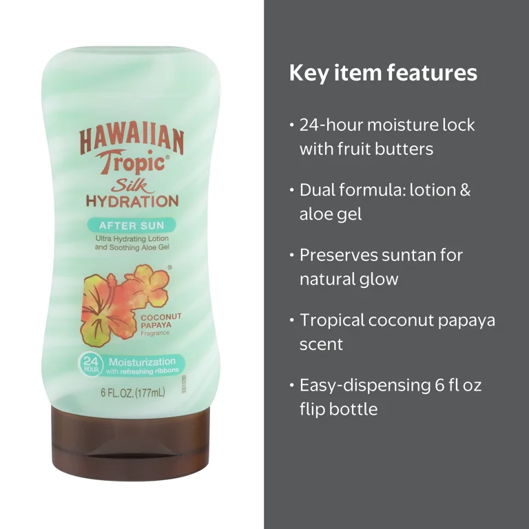 Hawaiian Tropic After Sun Lotion, Silk Hydration, Coconut Papaya