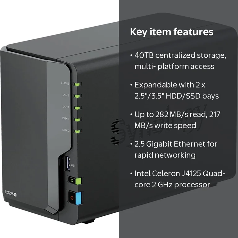 Synology, DiskStation NAS Storage System, DS225+ with 2 GB DDR4 Synology, DiskStation NAS Storage System, DS225+ with 2 GB DDR4