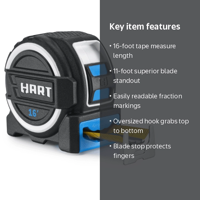 HART 16ft Extra Wide Blade Tape Measure - Walmart.com