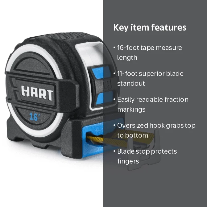 HART 16ft Extra Wide Blade Tape Measure - Walmart.com