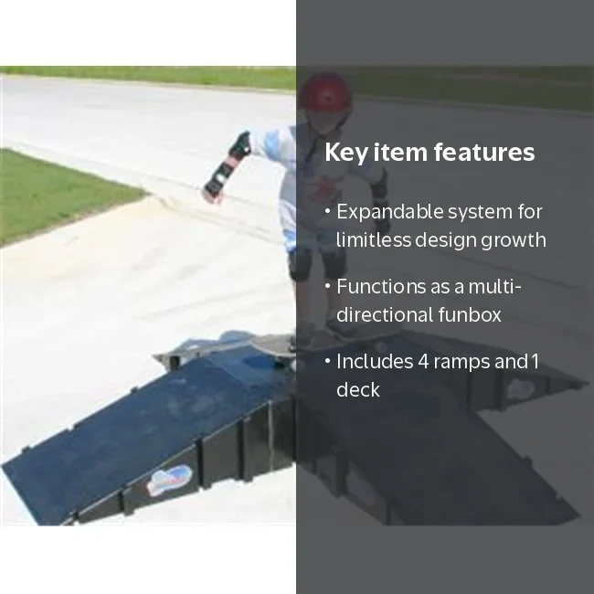 LandWave Durable Plastic Skateboard Ramp System, 4-Sided Pyramid