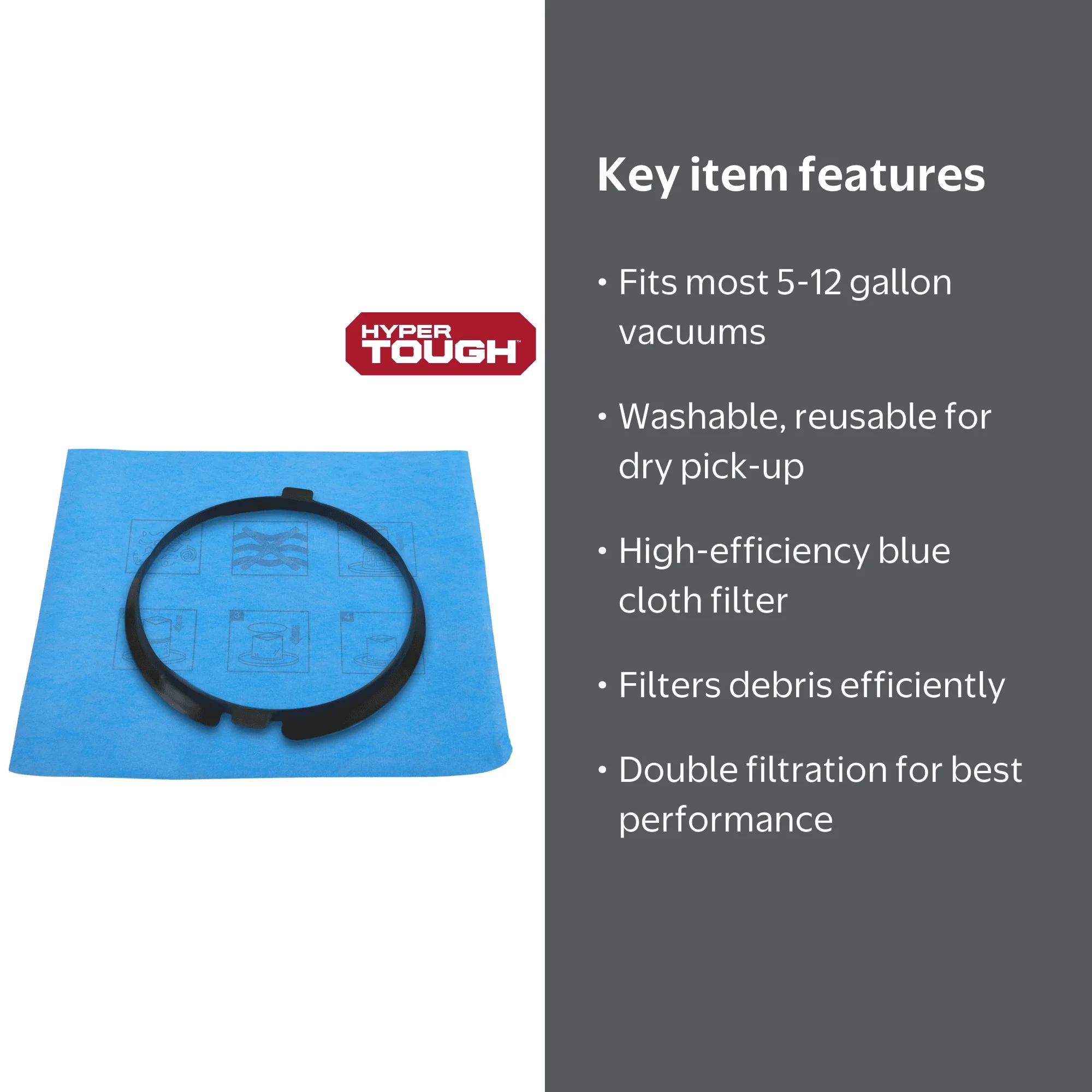 Hyper Tough 19-1500 Reusable Blue Cloth Filter for Hyper Tough 5