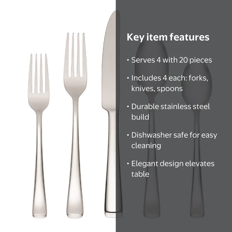 Oneida Harding 20-Piece Stainless Steel Flatware Set - Walmart.com