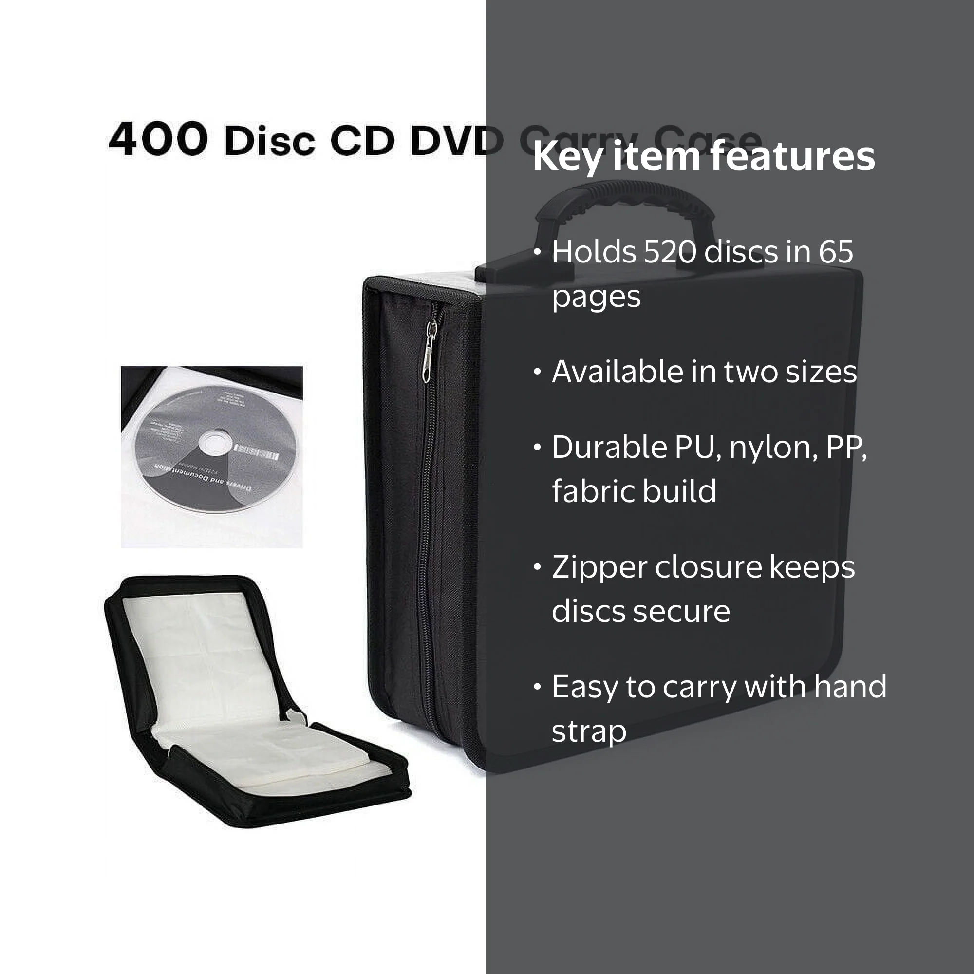 Lovotex 400/520 Disc CD DVD Case Wallet Organizer with Zipper