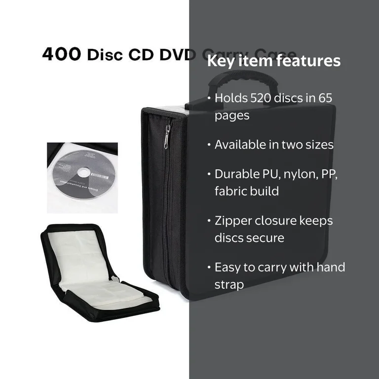 Lovotex 400/520 Disc CD DVD Case Wallet Organizer with Zipper