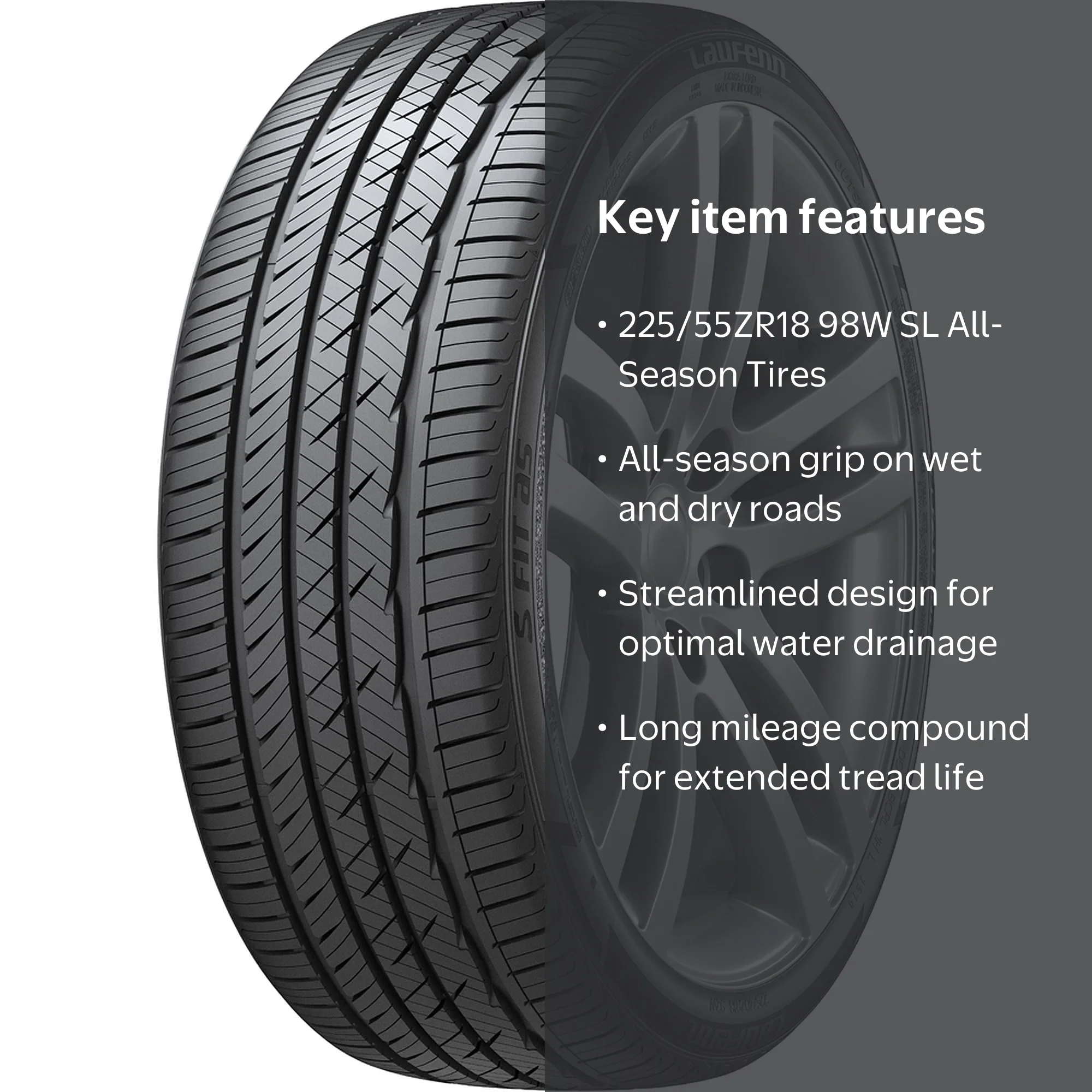 225/55ZR18 98W LAUF S FIT AS LH01 BW - Walmart.com