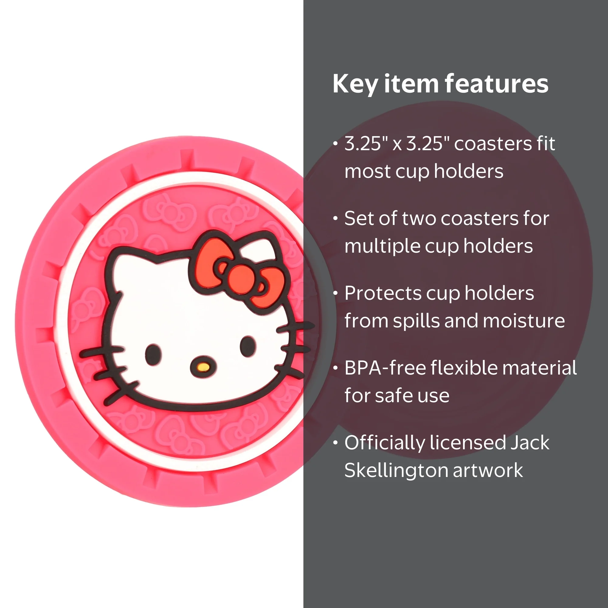 Plasticolor Hello Kitty Automotive Cup Holder Coasters 2 Pack