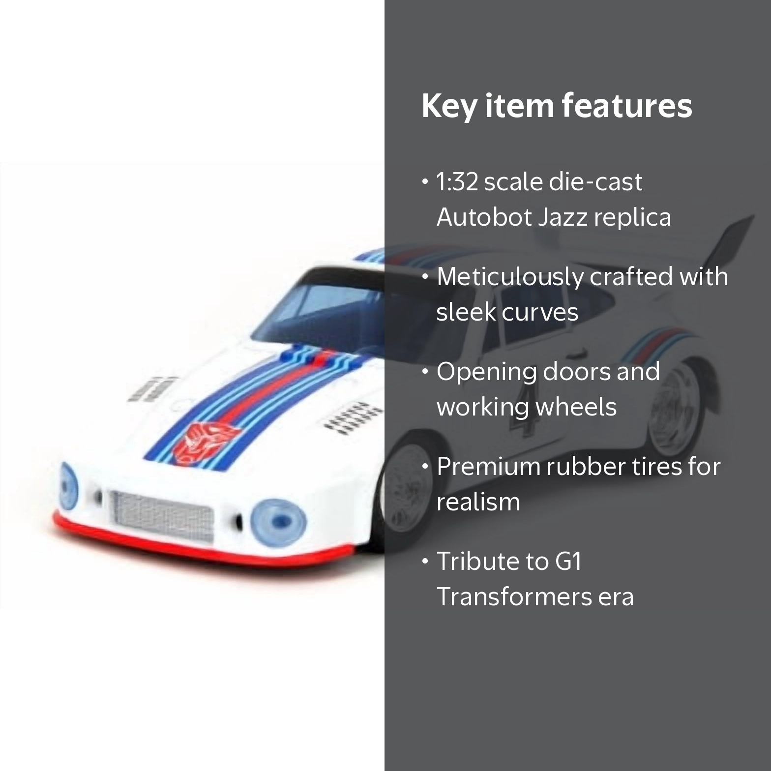 Transformers G1 - Hollywood Rides - 1:32 Jazz 1976 Porsche 935 Die