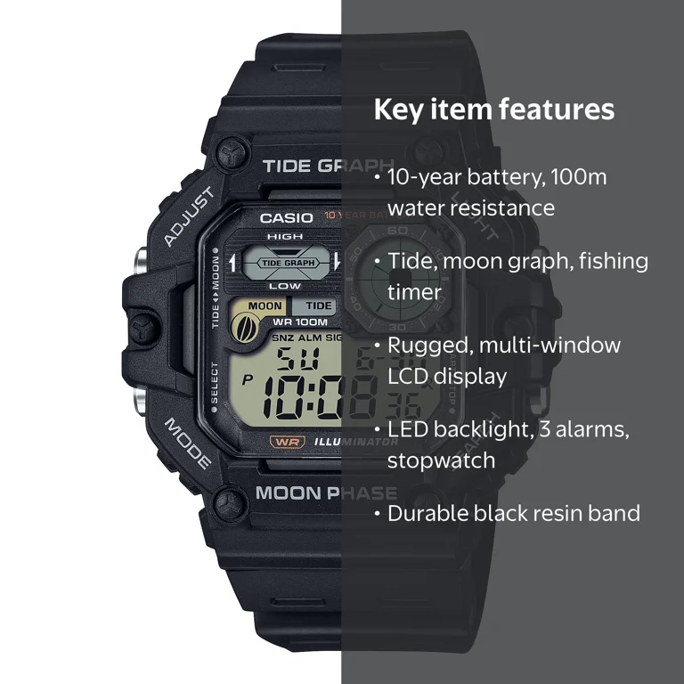 CASIO MOON GRAPH デジタル置時計 Casio Mens Digital Wristwatch Tide/Moon Graph Display Fishing