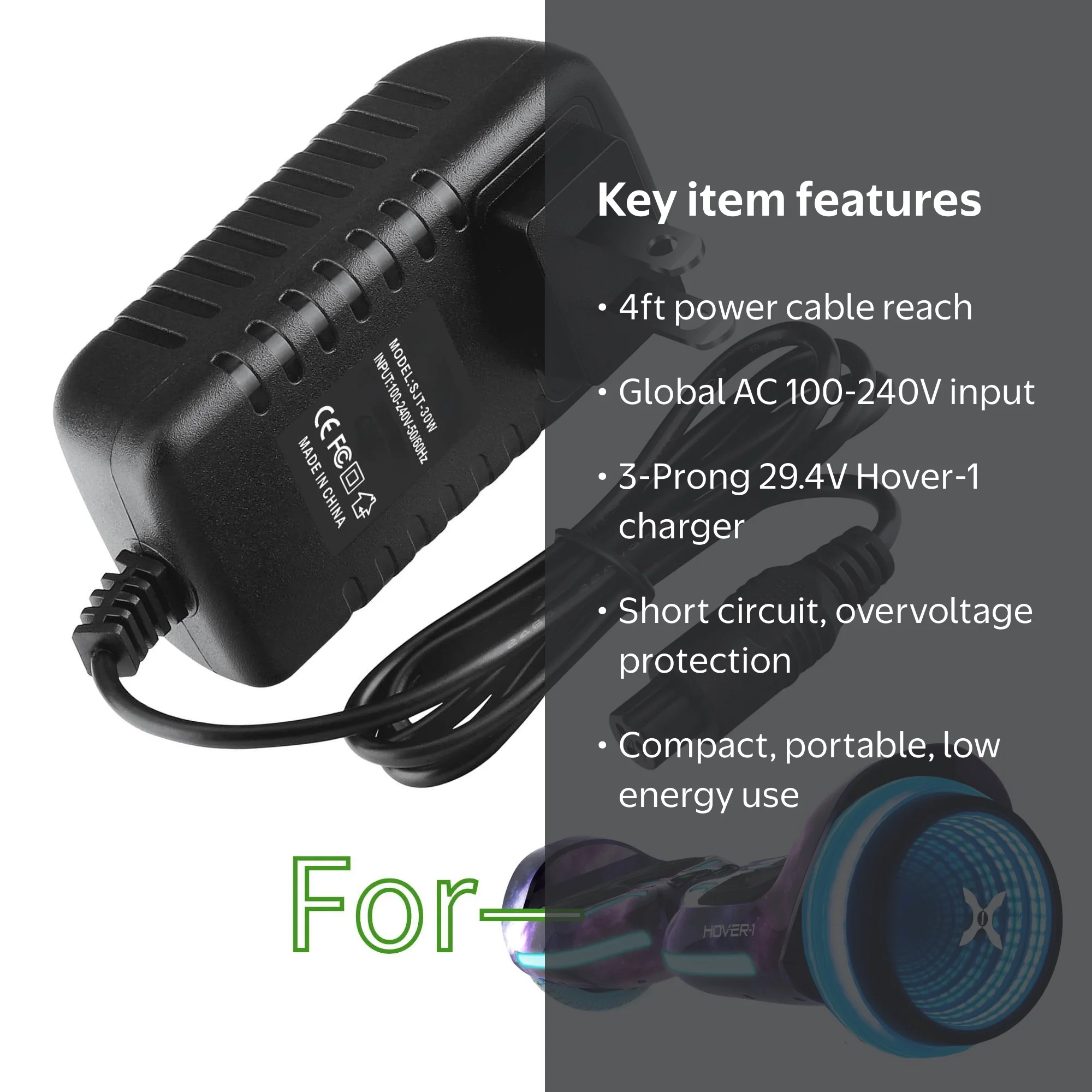 K-MAINS 3-Prong 29.4V Charger Compatible With Hover-1 i-100 H1-100