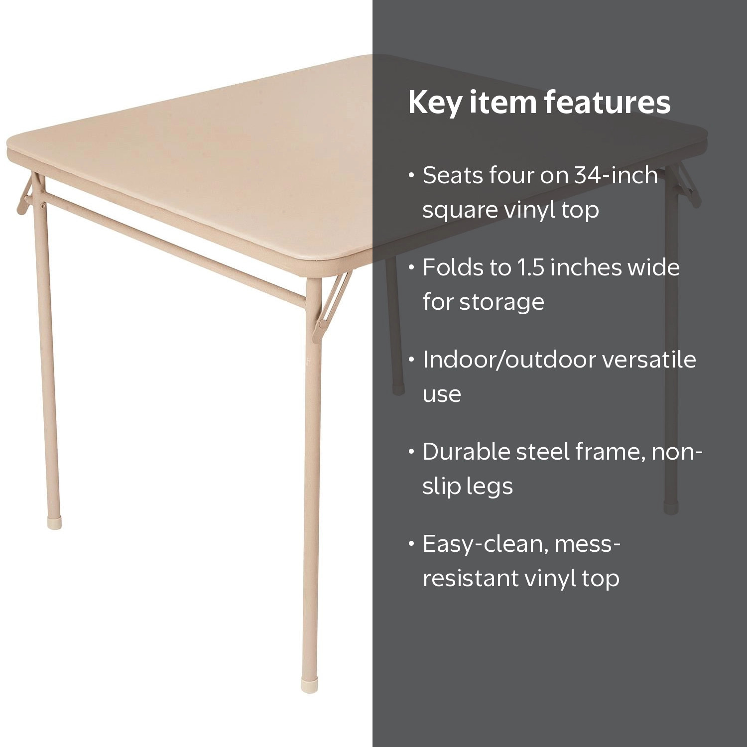 COSCO, Square Vinyl Top Folding Card Table, 34