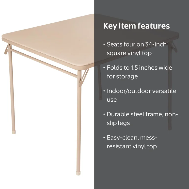 【美品】Cosco ブラウン 正方形 折りたたみテーブル 34インチ COSCO, Square Vinyl Top Folding Card Table, 34