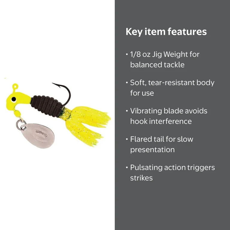 Road Runner Crappie Tamer, Chartreuse/Black Sparkle, Underspin