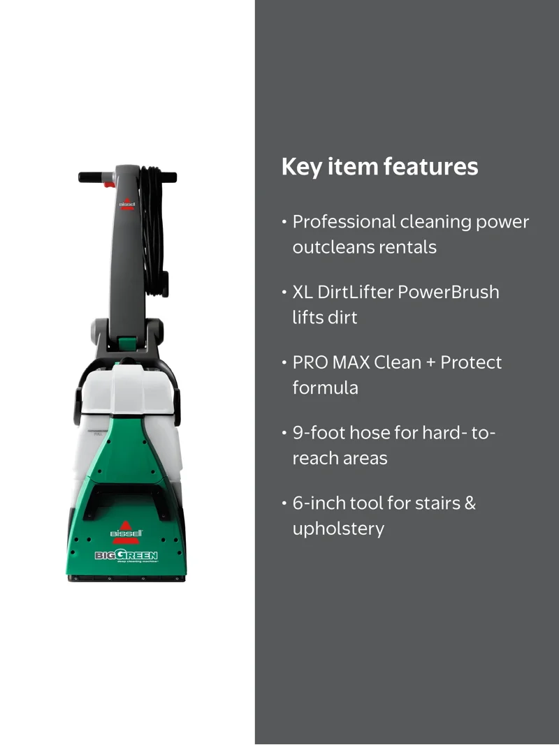 Bissell Big Green Carpet Cleaner with Tough Stain Tool & Reach