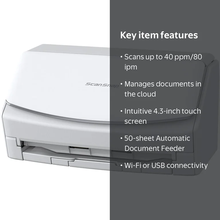 Ricoh ScanSnap iX1600 Versatile Cloud Enabled Scanner, White