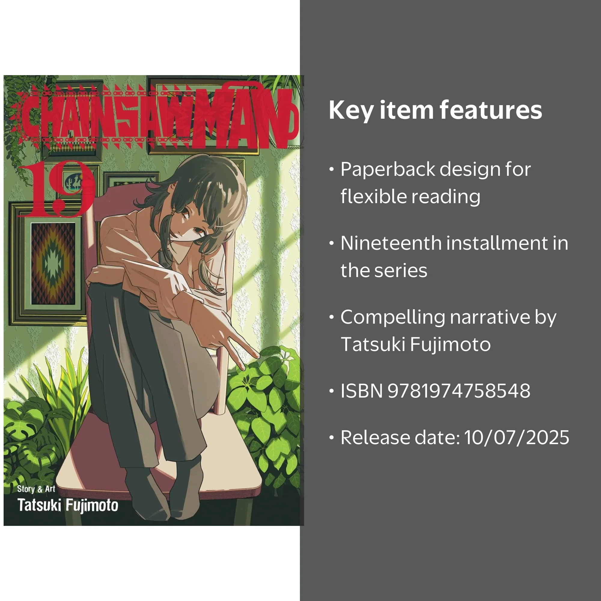 Tatsuki Fujimoto, Manga Book, Vol. 19, Paperback, Chainsaw Man