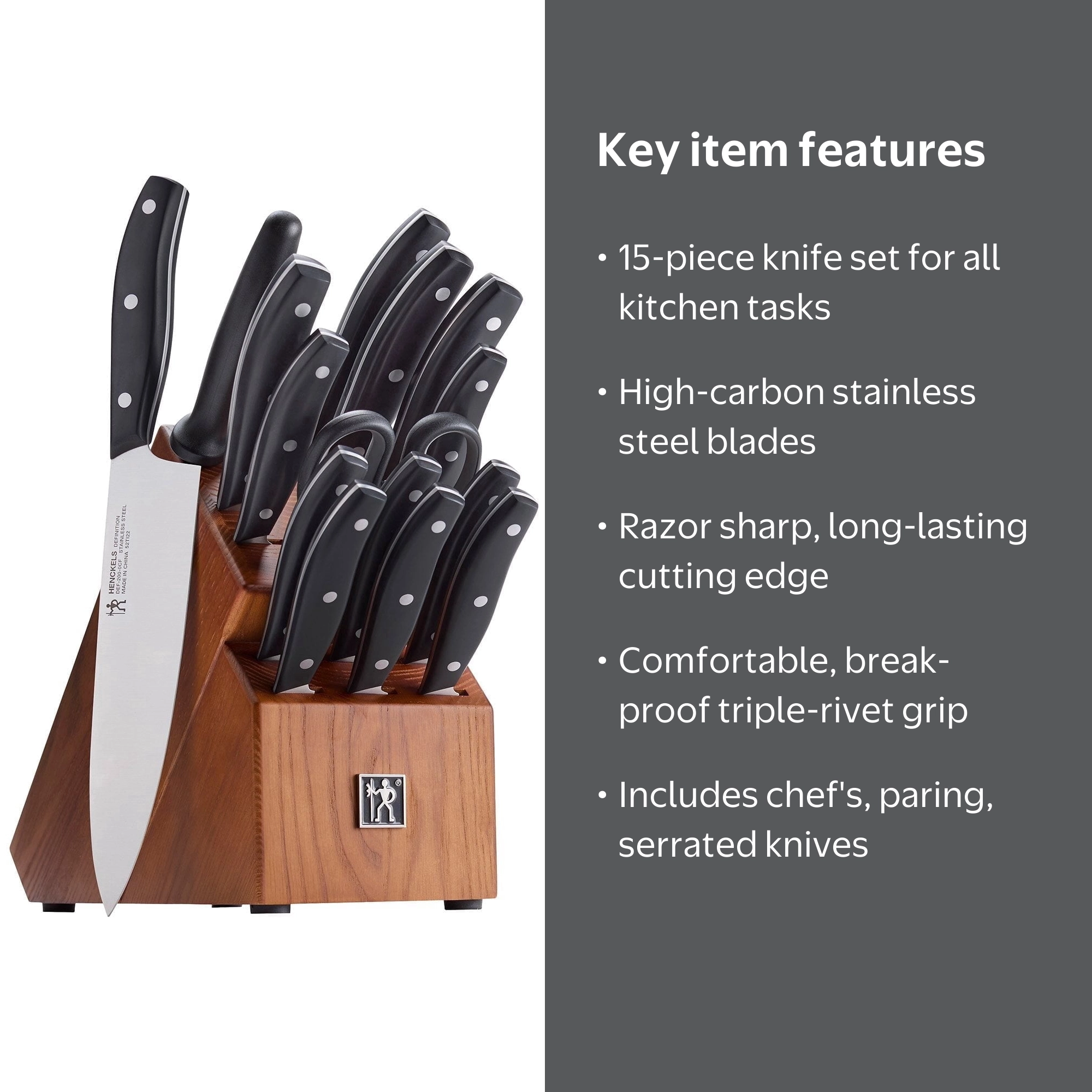 Henckels Definition 15-Piece Knife Block Set - Walmart.com
