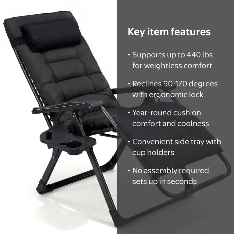 Alvantor Portable Zero Gravity Chair with Ergonomic Design and 440