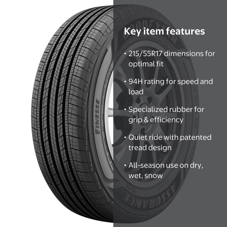 Goodyear Assurance Finesse Passenger Tire, 215/55R17 94H, All