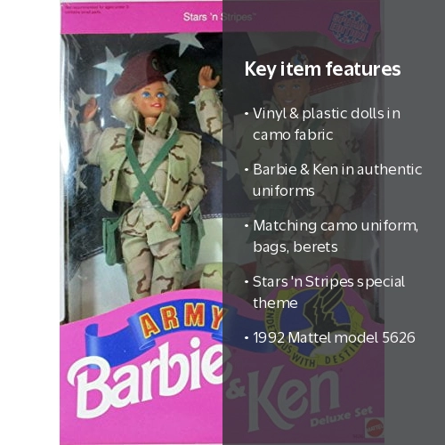 ミリタリー Star'n Stripes ARMY Barbie&Ken DeluxeSet Star 'N Stripes ARMY Barbie & Ken Deluxe Set - Walmart.com