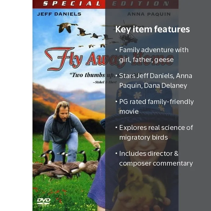 Fly Away Home (DVD), Kids & Family Movie, PG, Sony Pictures