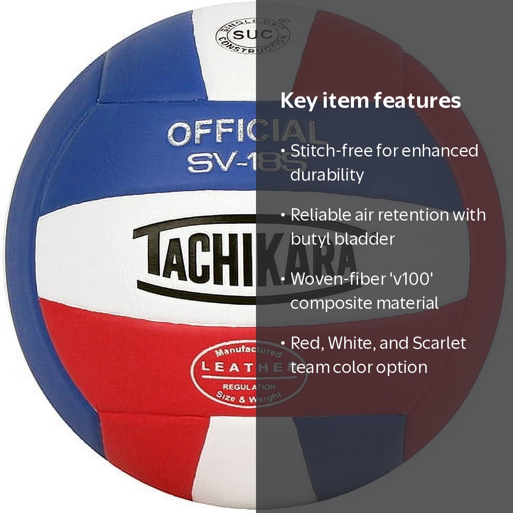 Tachikara, Volleyball, SV-18S, Composite Leather Red White Scarlet