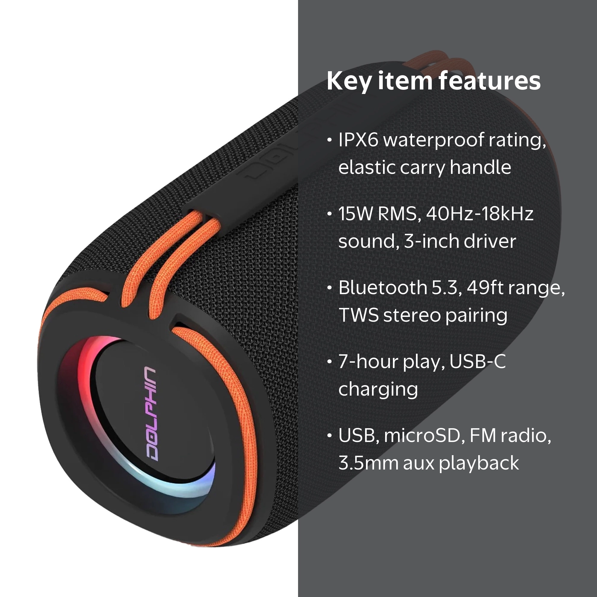 Dolphin Audio DR30 Diver Sport 15-Watt-Continuous Mini Bluetooth