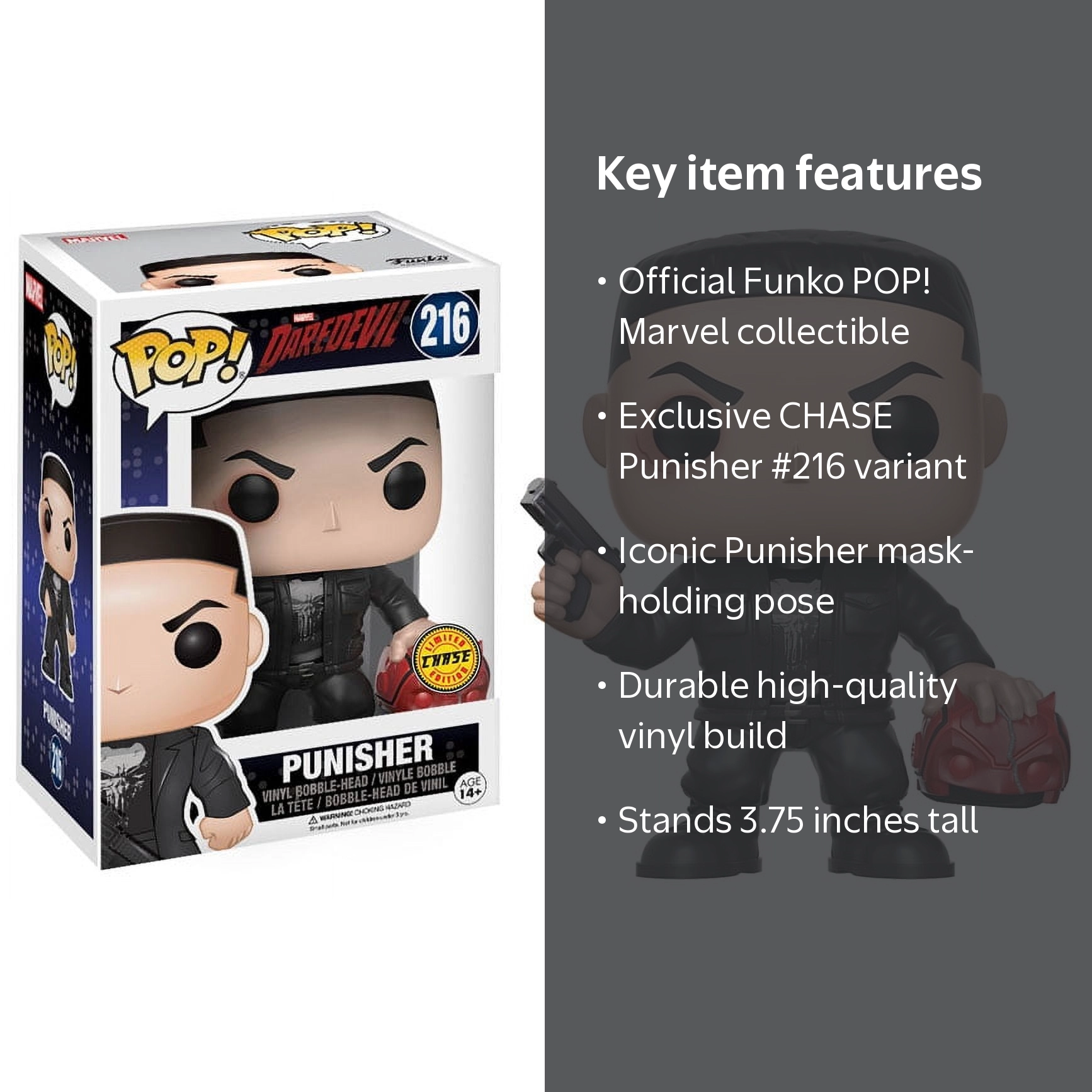 Funko, Marvel, Daredevil CHASE Punisher Holding Mask, Vinyl Figure