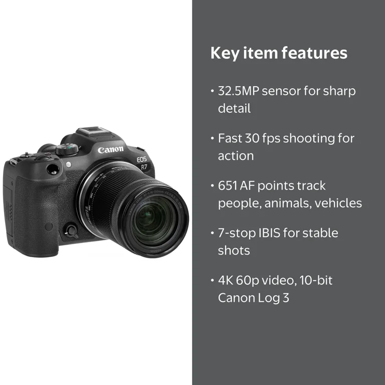 Canon EOS R7 Mirrorless Camera with 32.5MP CMOS, 30fps Shooting