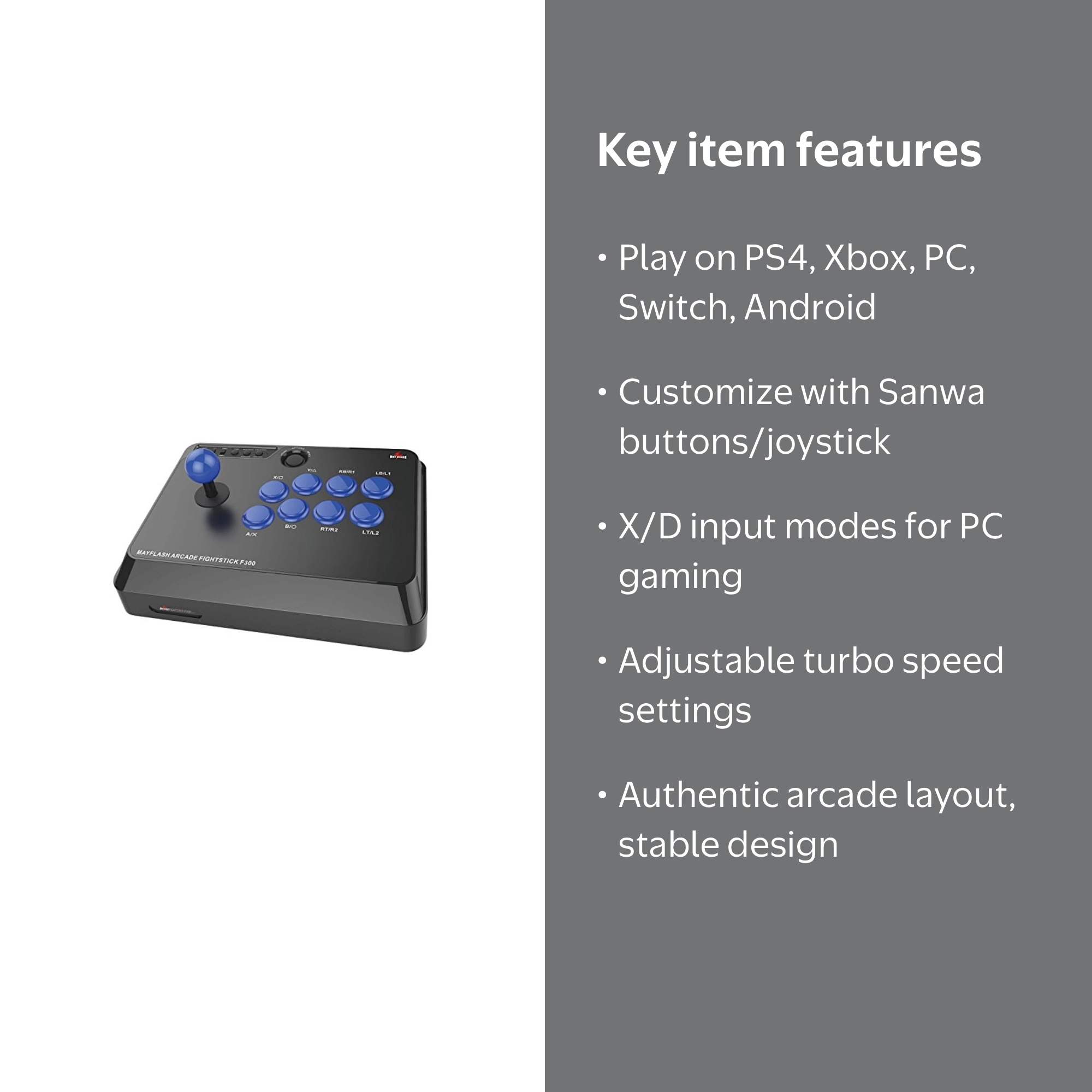 Mayflash F300 Arcade Fight Stick Joystick Controller Pad for PS4