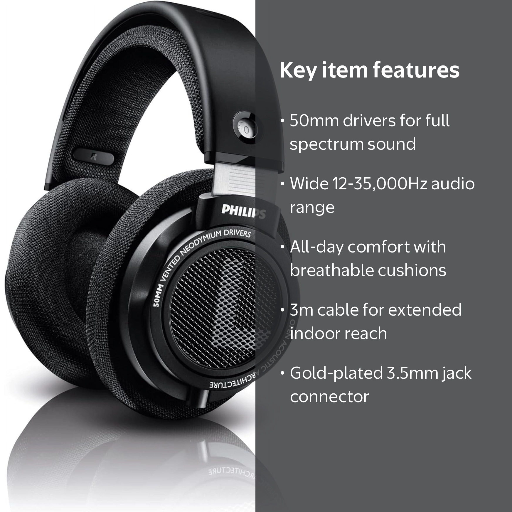 Philips, Headphones, SHP9500, Over-Ear Stereo Black - Walmart.com