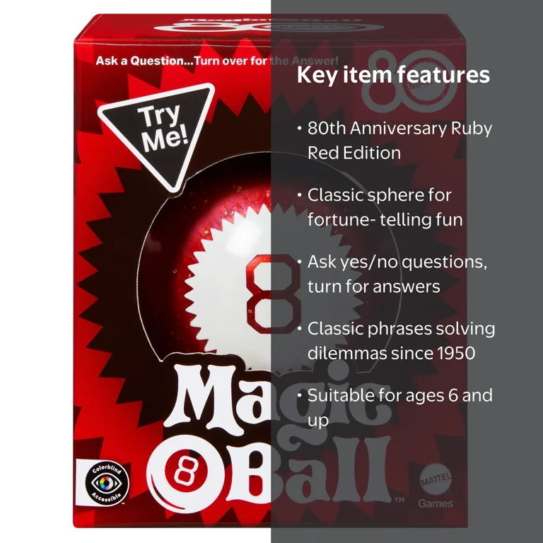 Mattel, Magic 8 Ball, 80th Anniversary Edition, Novelty Game for