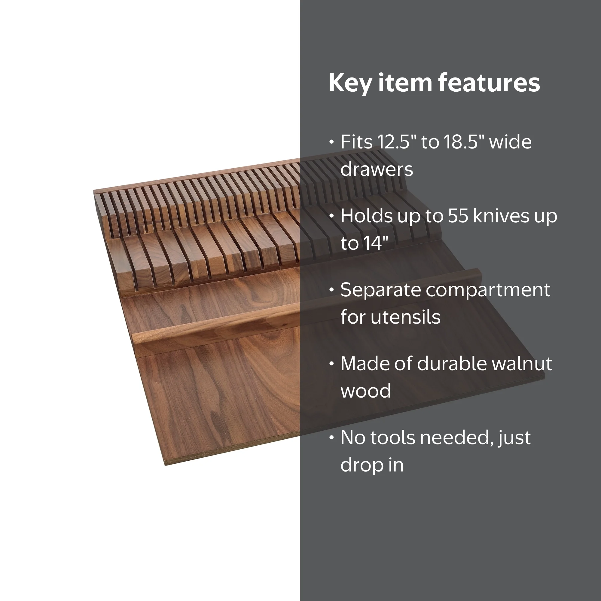 Rev-A-Shelf Trim-to-Fit Knife Block Drawer Insert Organizer