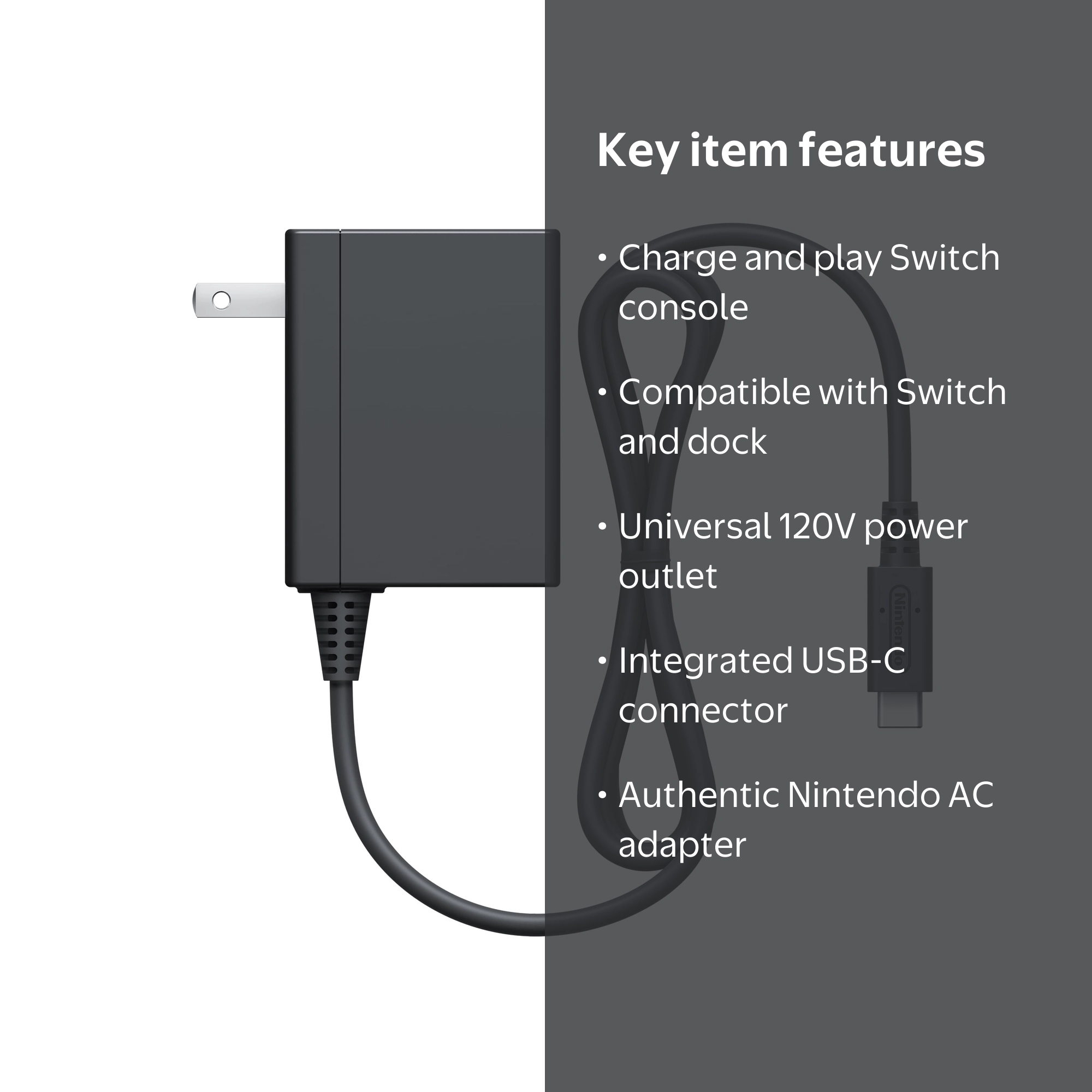 Nintendo, Nintendo Switch AC Adapter, 45496590222, Black - Walmart.com