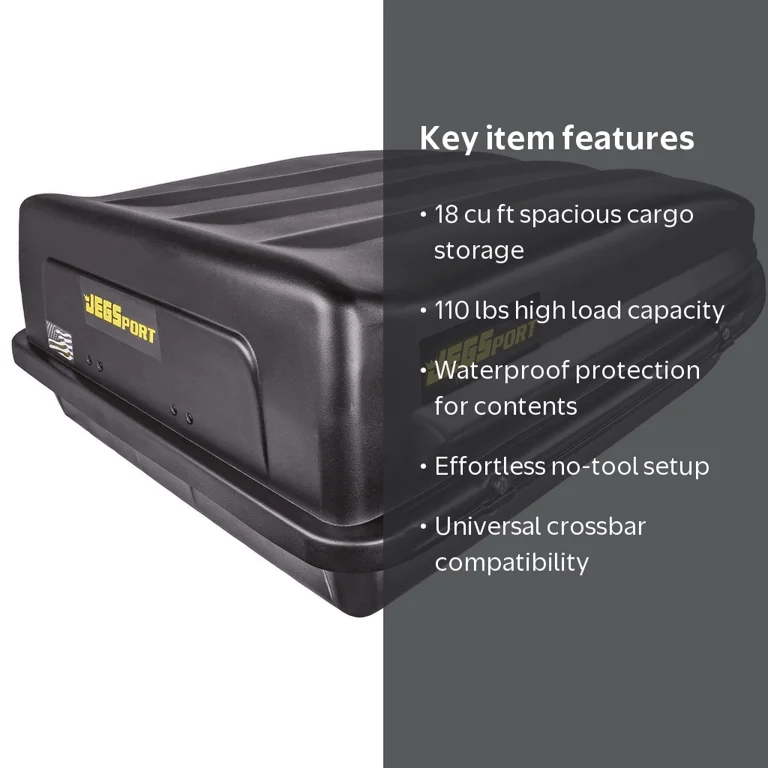 JEGS 90098 Waterproof Rooftop Cargo Carrier Luggage, 18 Cubic ft