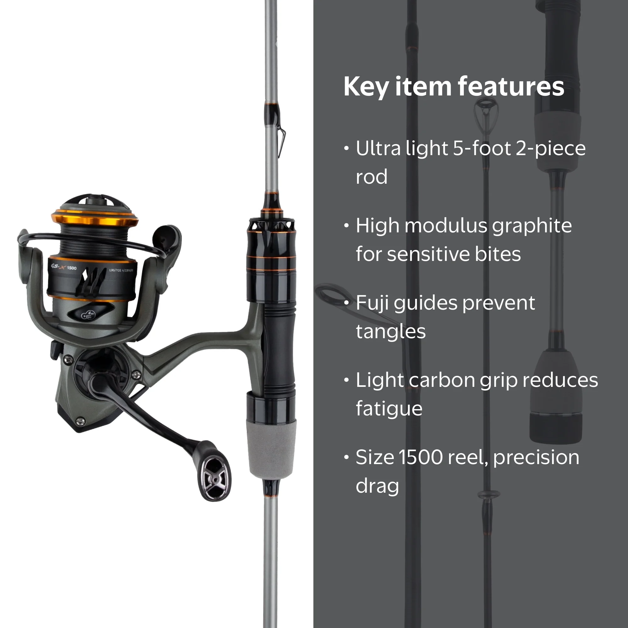 Ozark Trail GS-X Spinning Combo, 5-Foot Ultra Light Action 2-Piece
