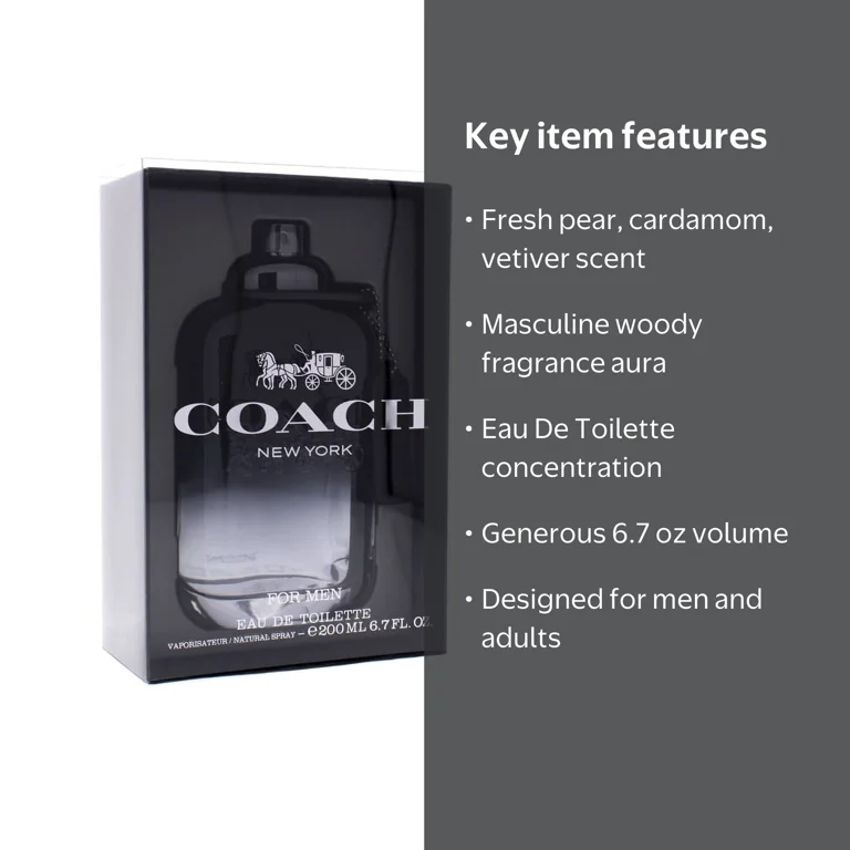 Coach New York Men's Perfume Fragrance Eau De Toilette Spray, 6.7