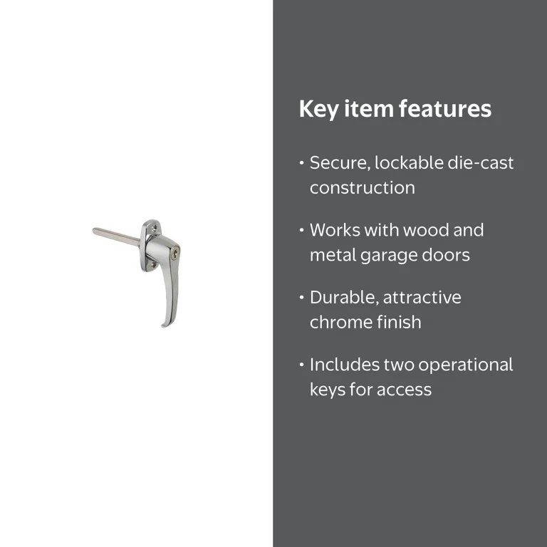 Stanley N280-636 Universal L-Handle Garage Door Lock, Chrome, For