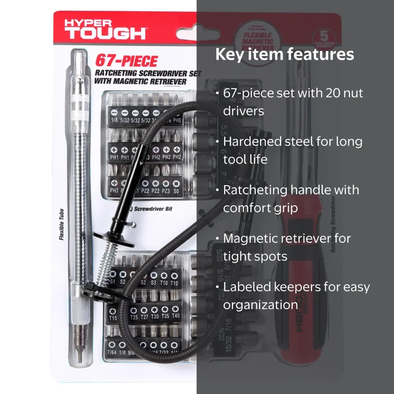 Hyper Tough 67 Piece Screwdriver Set TS99012N - Walmart.com
