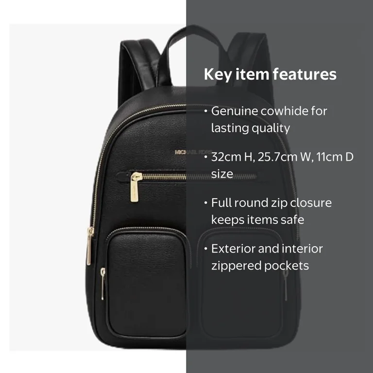 Michael Kors Womens Medium Zip Pocket Backpack Black 35T4GTTB2L