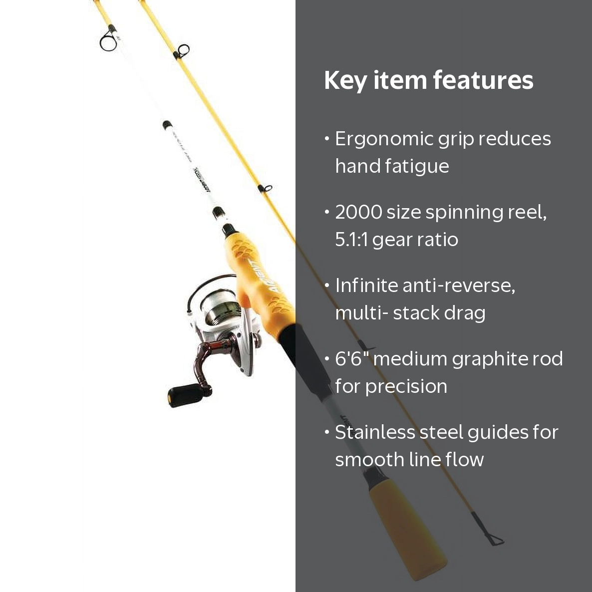 Ardent Primo Comfort Grip Fishing Rod and Reel Combo, Orange, 5.1