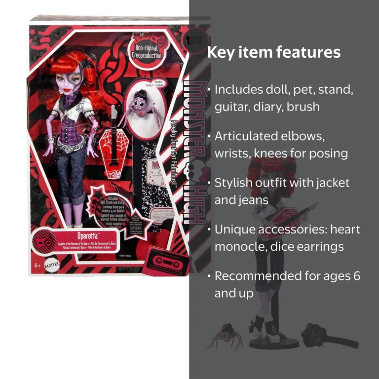 Monster High Creeproduction Operetta Doll with Diary, Pet and