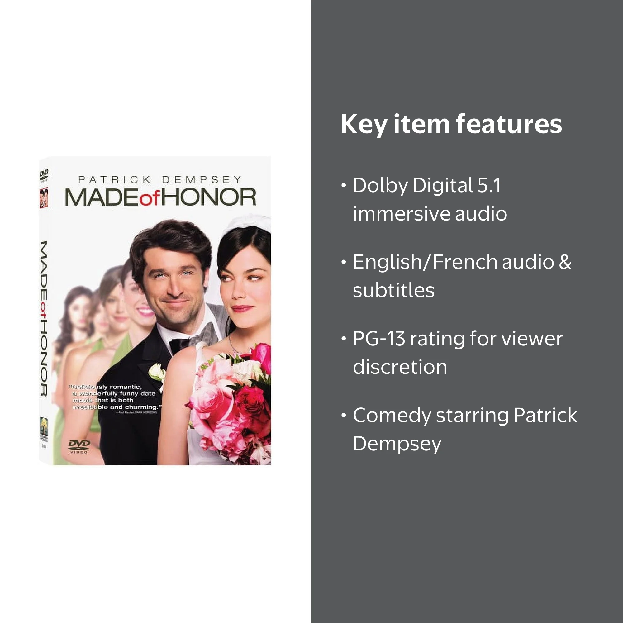 Sony Pictures Made of Honor DVD - Romantic Comedy Starring Patrick