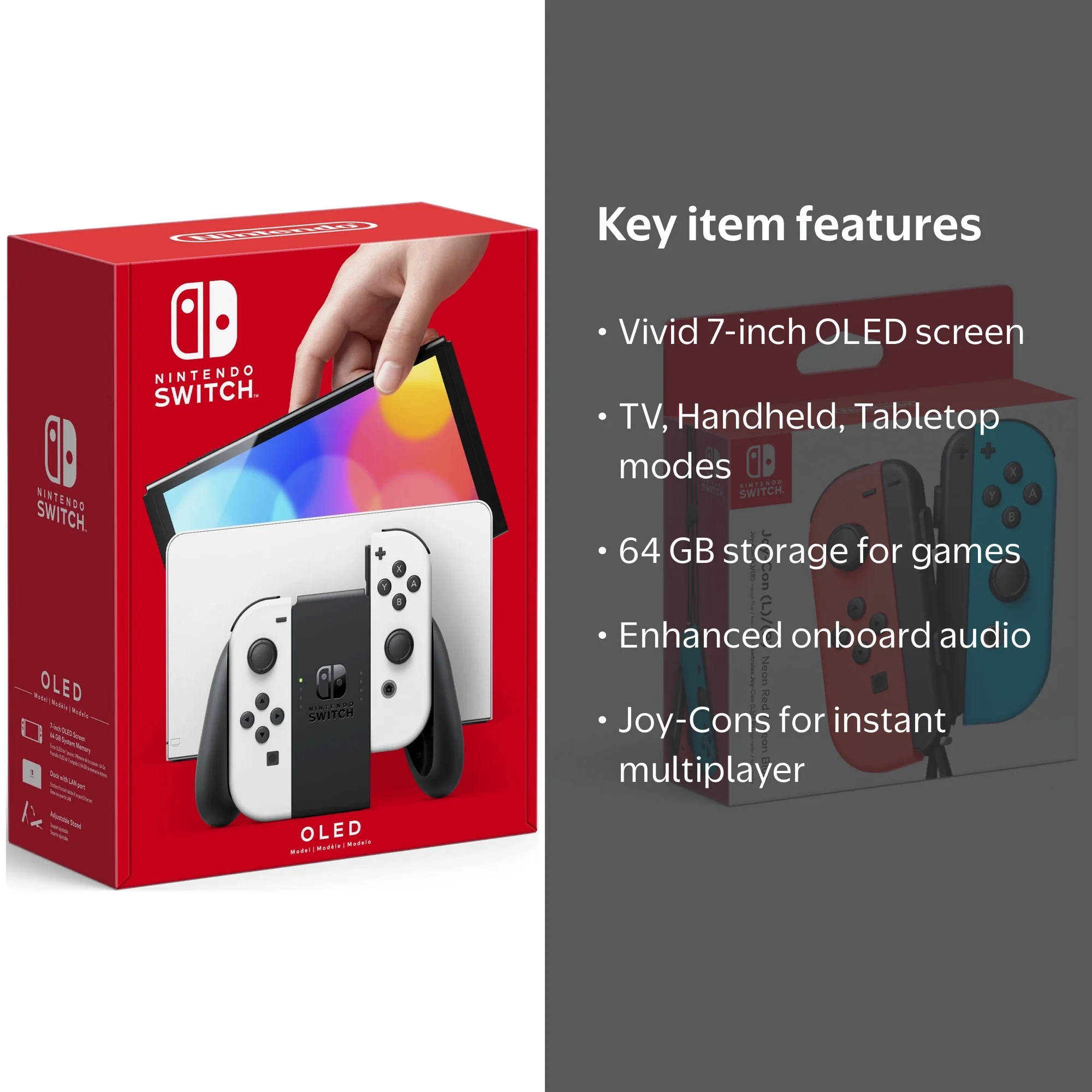 任天堂Switch＋Joy-Conセット Nintendo Switch - OLED Model with White Joy-Con - Walmart.com