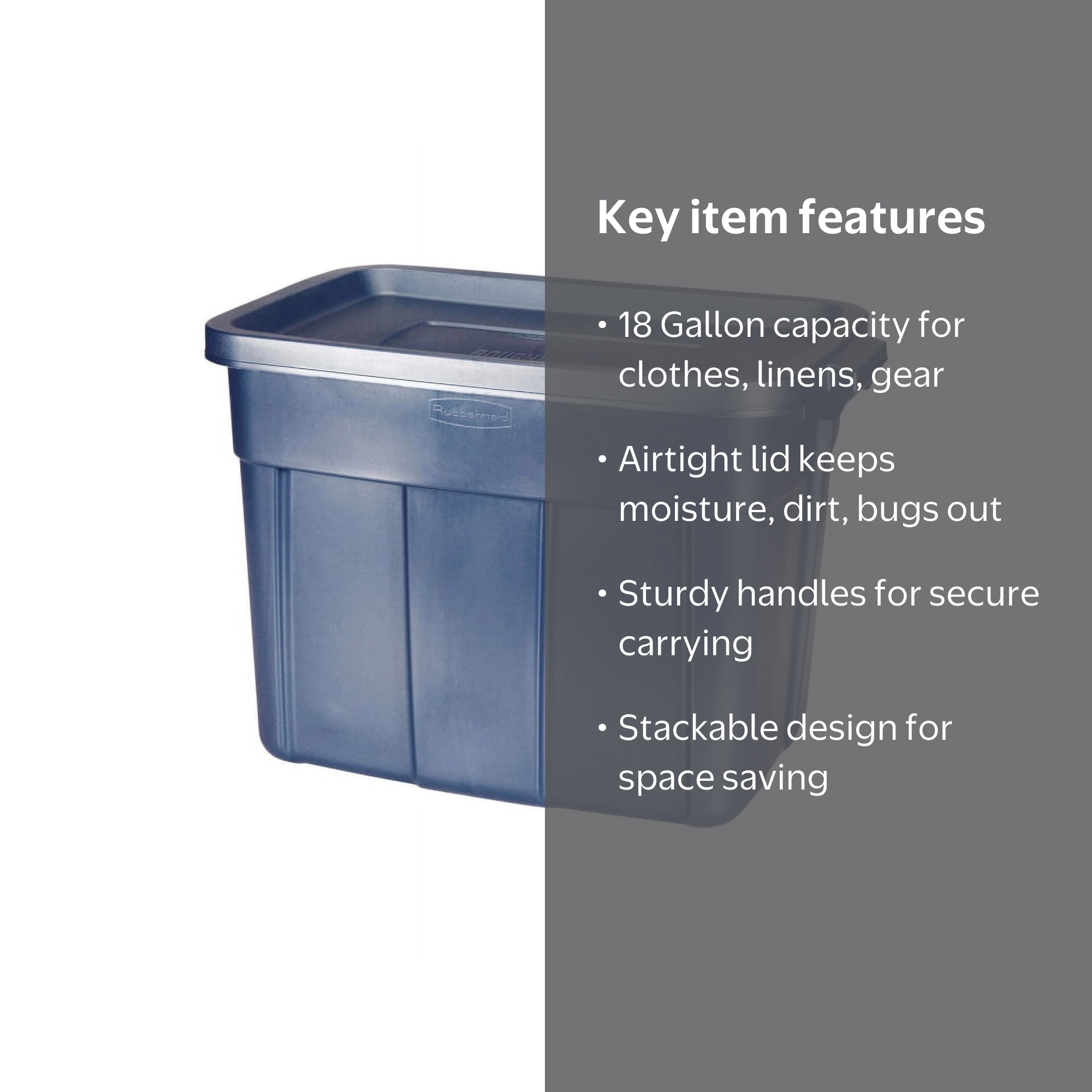 Rubbermaid 18 Gallon Tough Lids Storage Container Bin, Roughneck