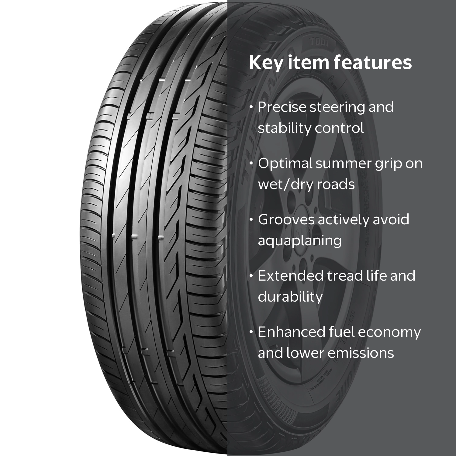 Bridgestone Turanza T001 215/55R17 94V AO Performance Summer Tire