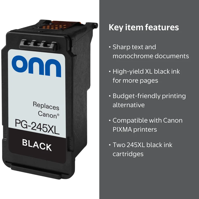 2 pack) onn Canon 245XL Black Ink Cartridge (Remanufactured